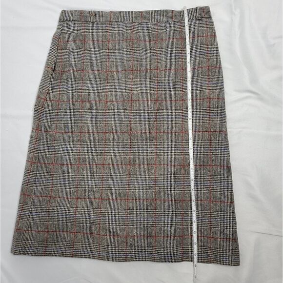 VINTAGE 80s skirt set dark academia wool plaid one button blazer suitM - Picture 9 of 16
